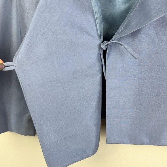 Lynn Lugo Vintage Light Blue Silk Blazer Jacket Front Button Formal Satin sz 6 - Picture 4 of 13